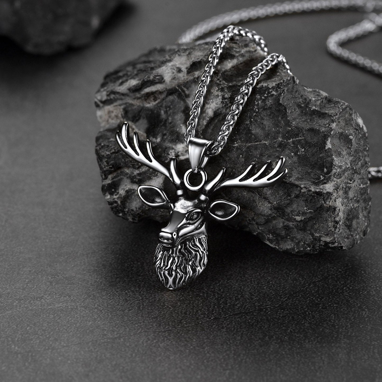 Vintage Viking Deer Necklace Pendant for Men Women