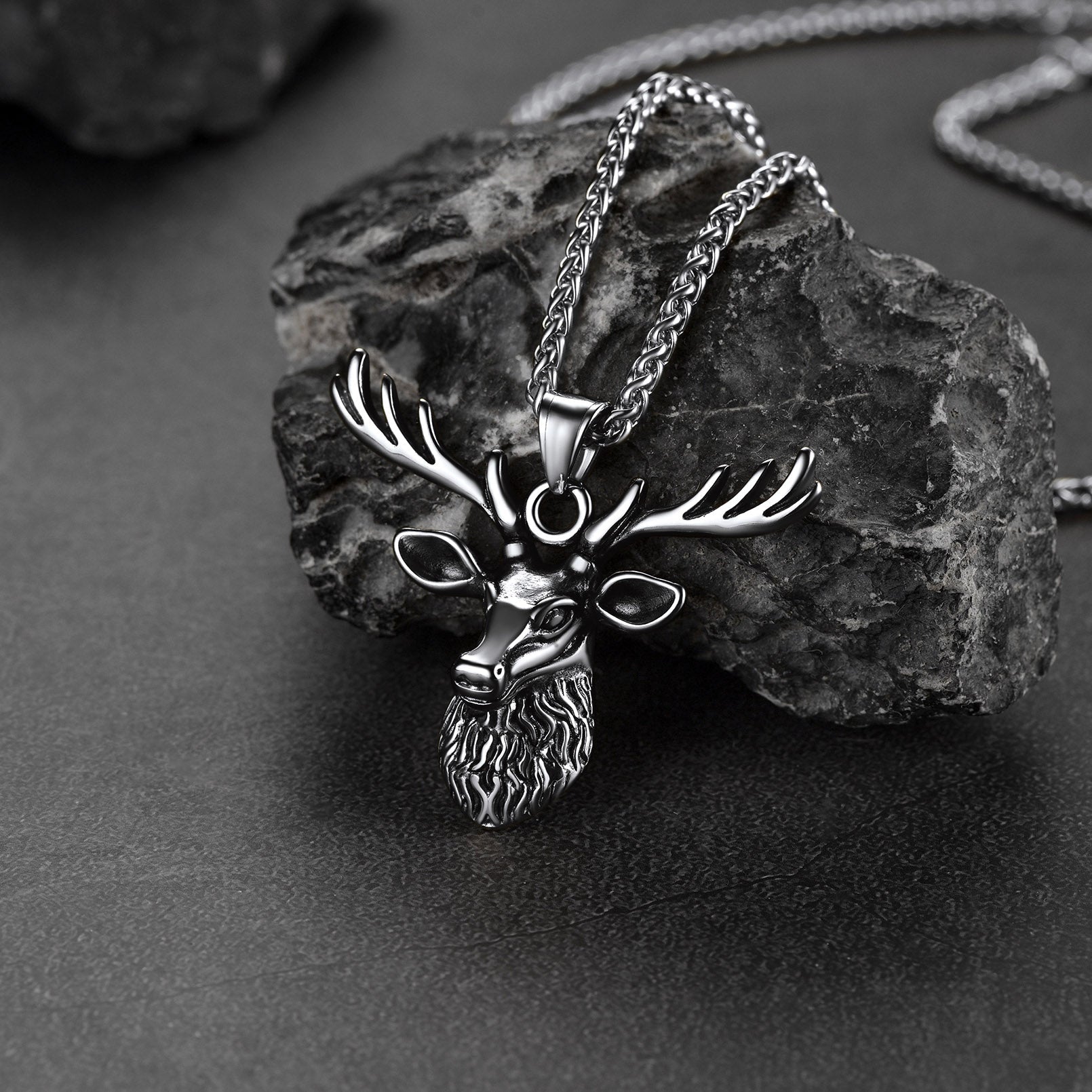 Vintage Viking Deer Necklace Pendant for Men Women