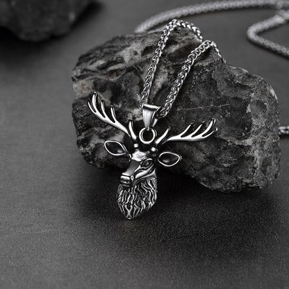 Vintage Viking Deer Necklace Pendant for Men Women