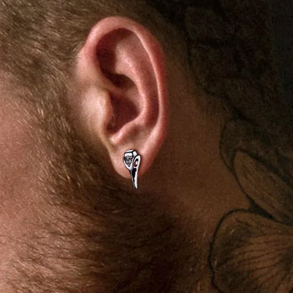 Viking Raven Skull Earrings Studs With Celtic Knot For Men