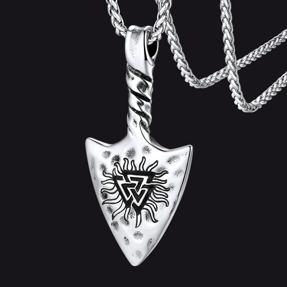 Viking Gungnir Necklace with Valknut Amulet Jewelry for Men