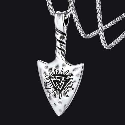 Viking Gungnir Necklace with Valknut Amulet Jewelry for Men
