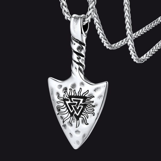 Viking Gungnir Necklace with Valknut Amulet Jewelry for Men