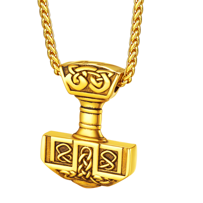 FaithHeart Norse Viking Thor's Hammer Necklace Mjolnir Pendant for Men