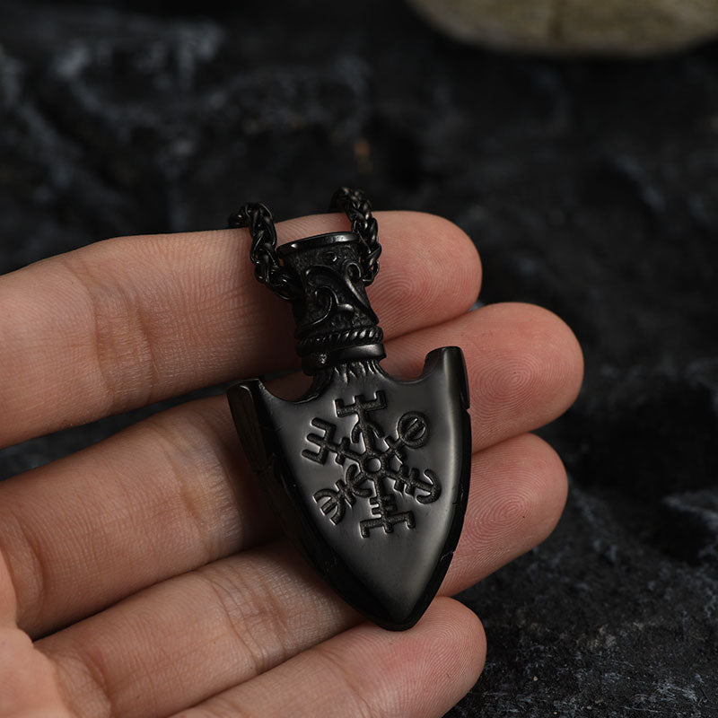 Viking Gungnir Pendant Necklace With Valknut & Compass for Men