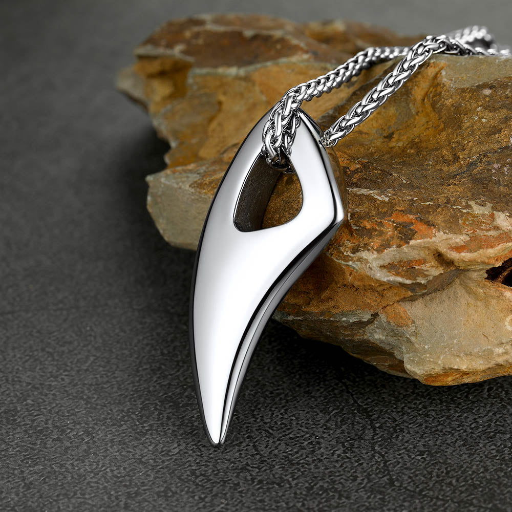 Norse Viking Wolf Tooth Spear Pendant Necklace for Men
