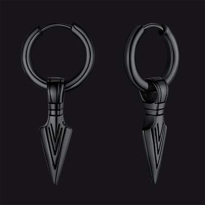 Viking Earrings for Men – Arrowhead Spear Gungnir Drop Hoop Earrings