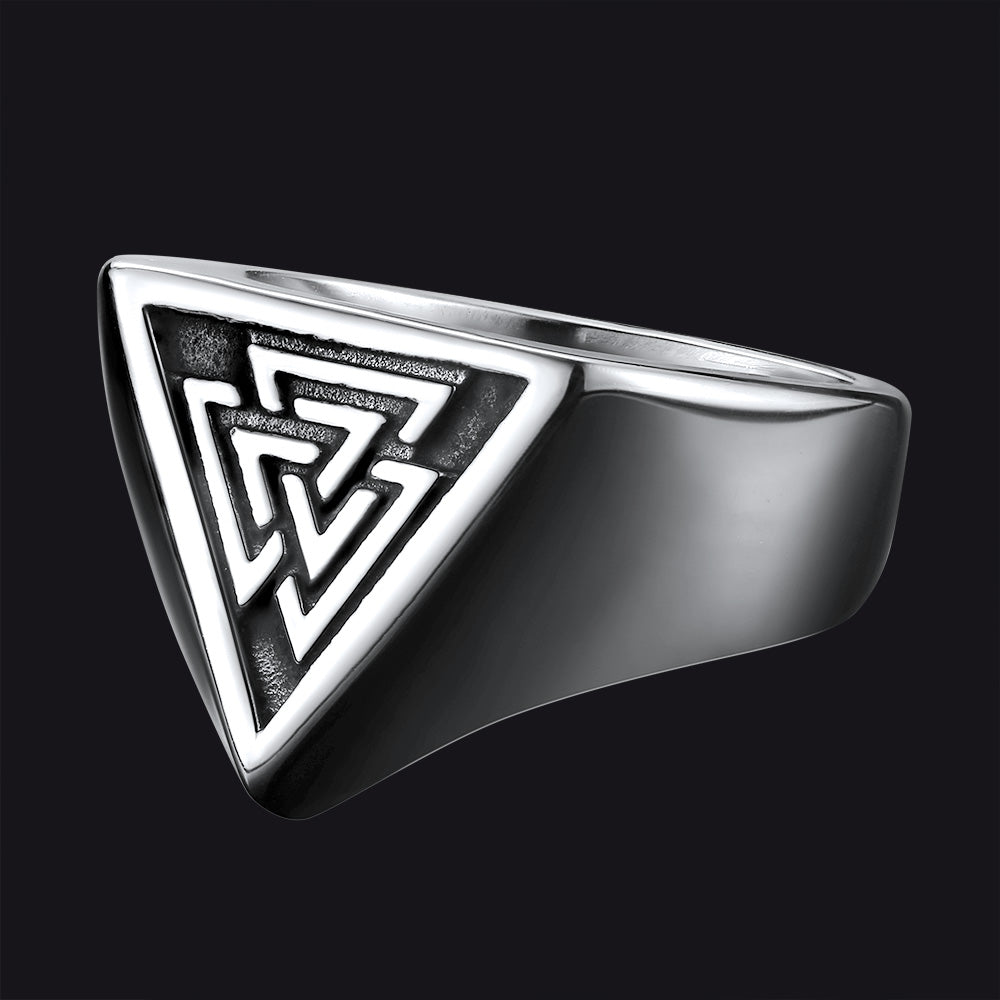 Stainless Steel Viking Valknut Signet Ring for Men