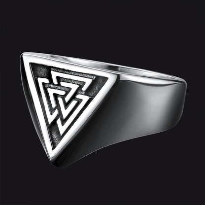 Stainless Steel Viking Valknut Signet Ring for Men