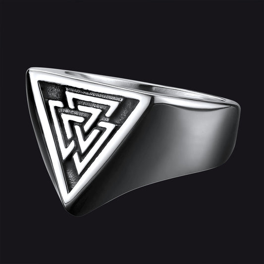 Stainless Steel Viking Valknut Signet Ring for Men