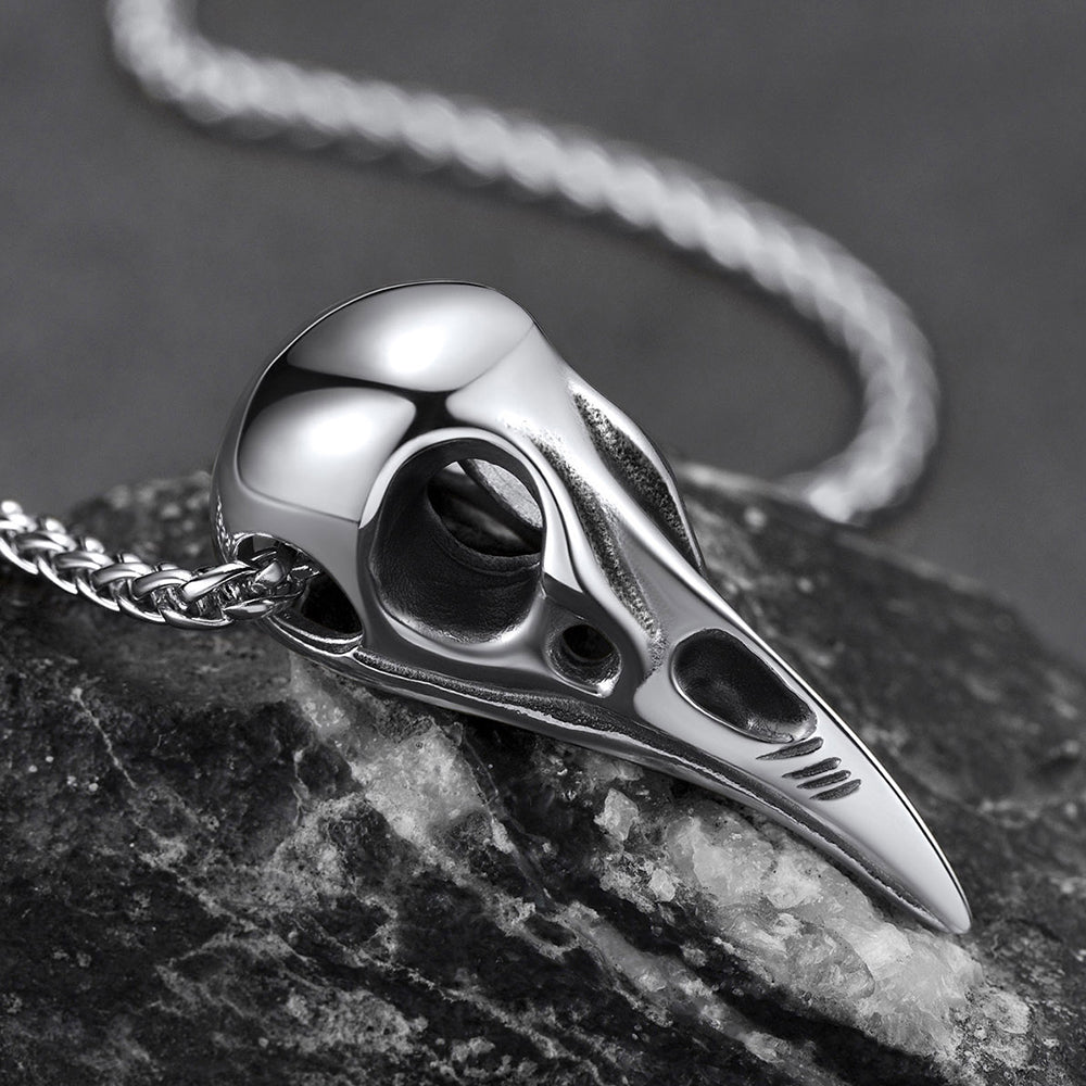 Viking Raven Skull Necklace For Men