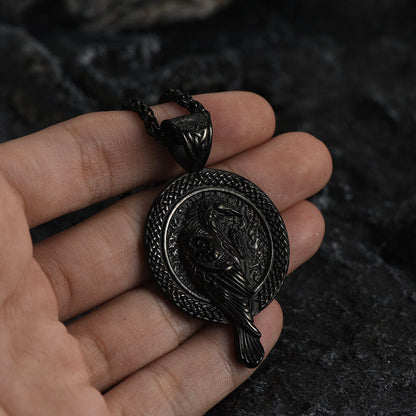 Viking Odin's Raven Pendant Necklace for Men