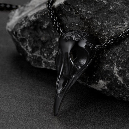Raven Skull Necklace With Viking Compass for Men