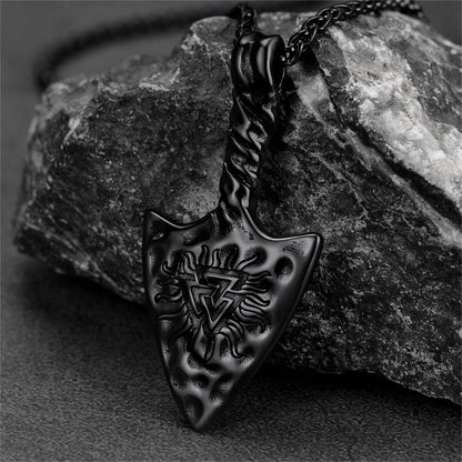 Viking Gungnir Necklace with Valknut Amulet Jewelry for Men