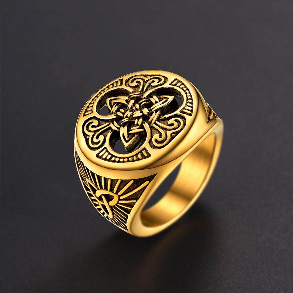 Viking Celtic Knot Signet Ring for Men