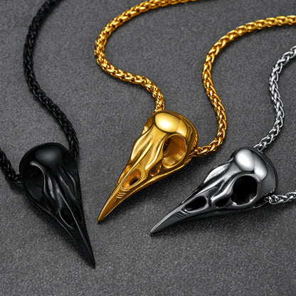 Viking Raven Skull Necklace For Men