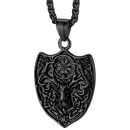 Norse Viking Compass Deer Necklace For Men
