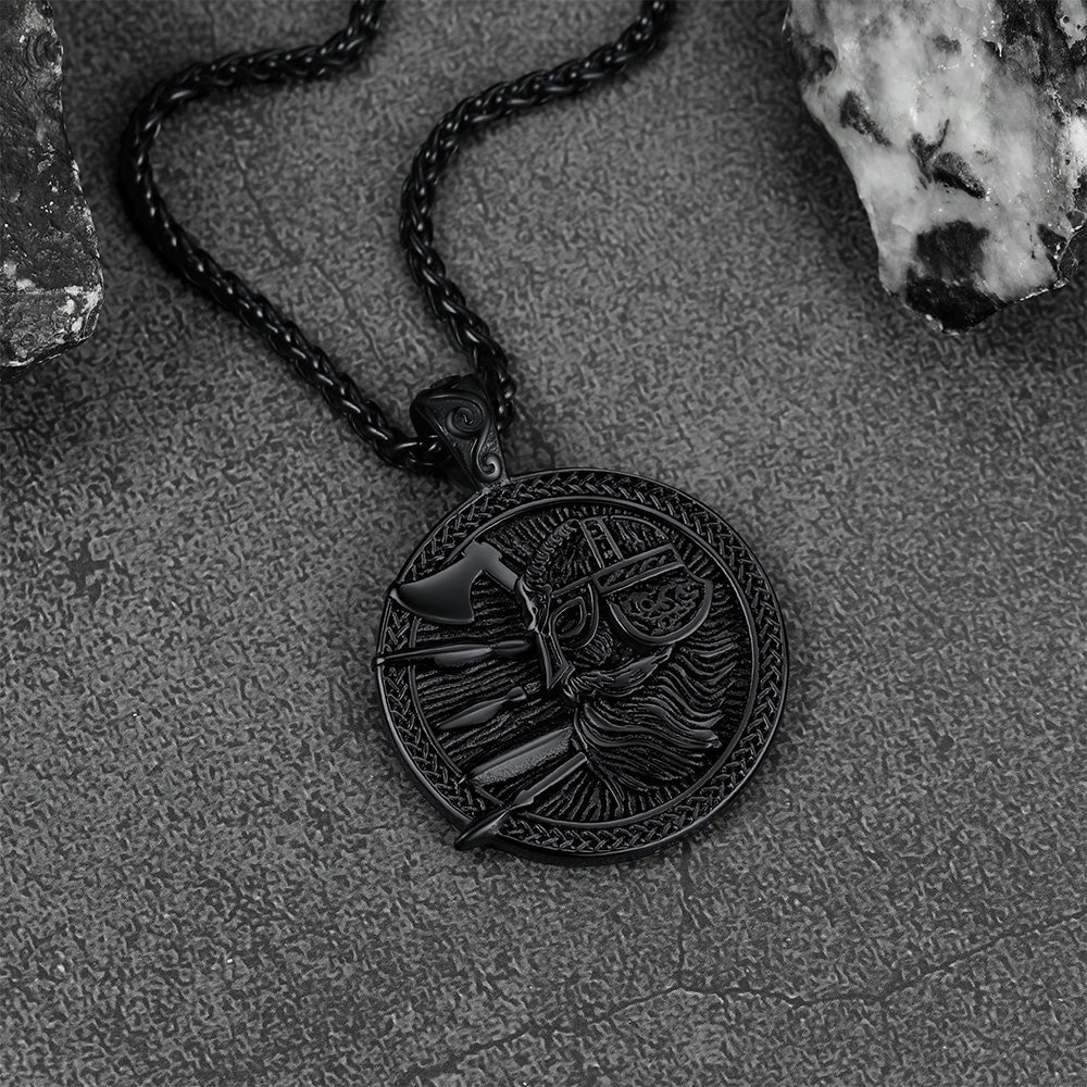 Norse Viking Odin Warrior Pendant Necklace for Men