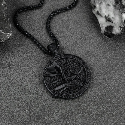 Norse Viking Odin Warrior Pendant Necklace for Men