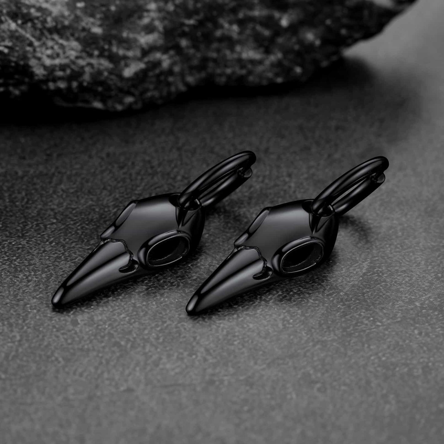 Gothic Raven Skull Dangle Hoop Earrings for Men Women