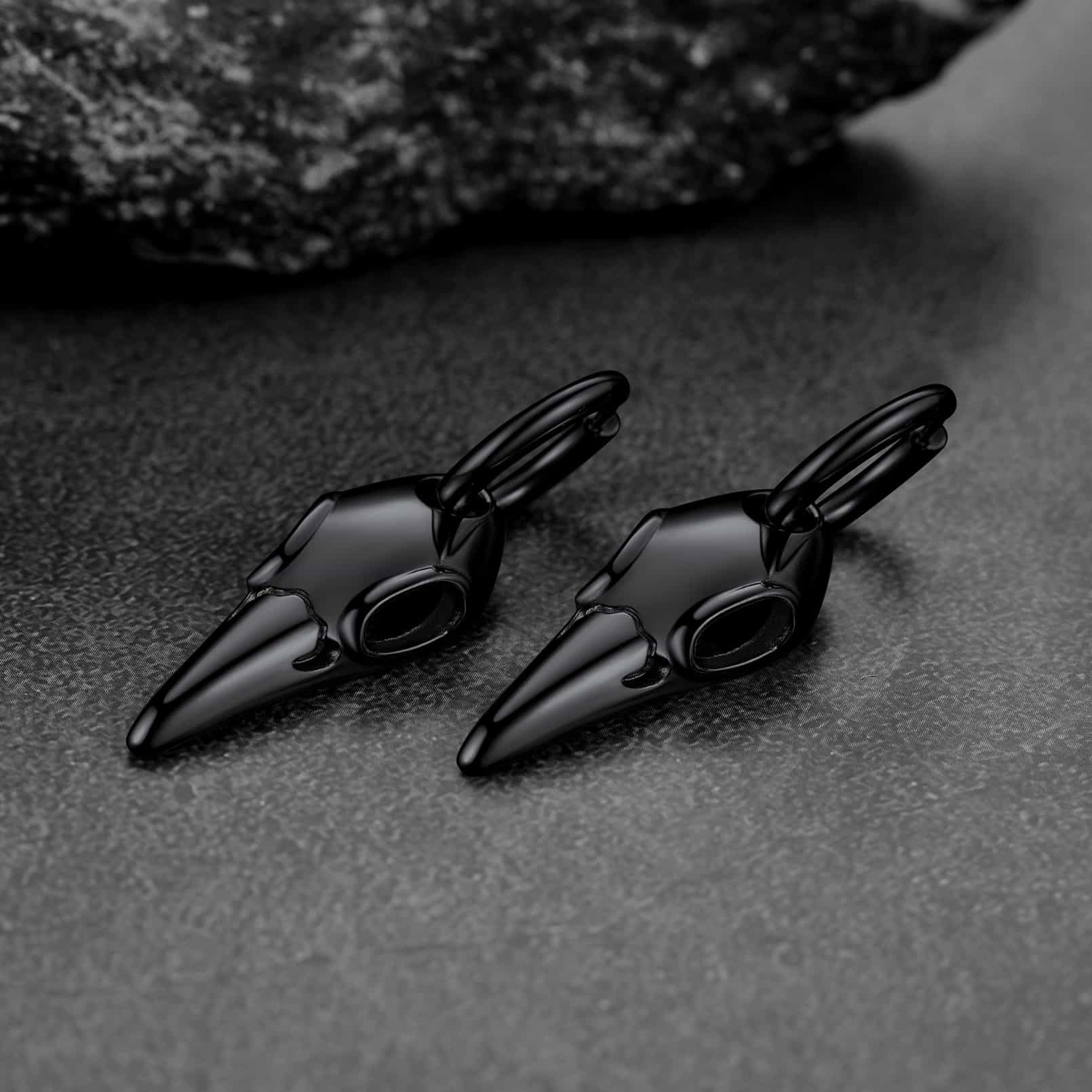 Gothic Raven Skull Dangle Hoop Earrings for Men Women