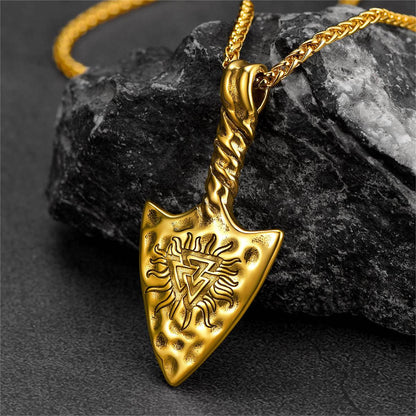 Viking Gungnir Necklace with Valknut Amulet Jewelry for Men