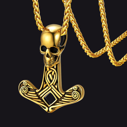 Viking Skull Spear Pendant Necklace for Men
