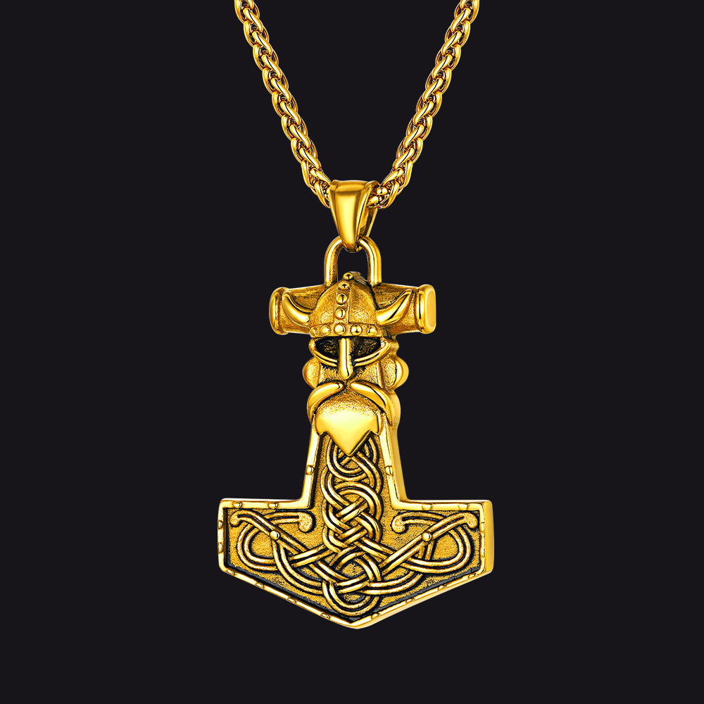 Viking Mjolnir Thor Hammer Necklace Odin Pendant For Men