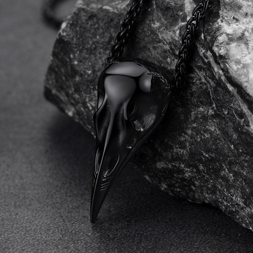 Viking Raven Skull Necklace For Men