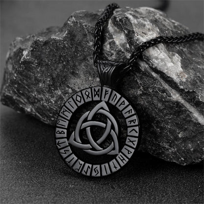 Celtic Knot Necklace with Viking Runes for Men