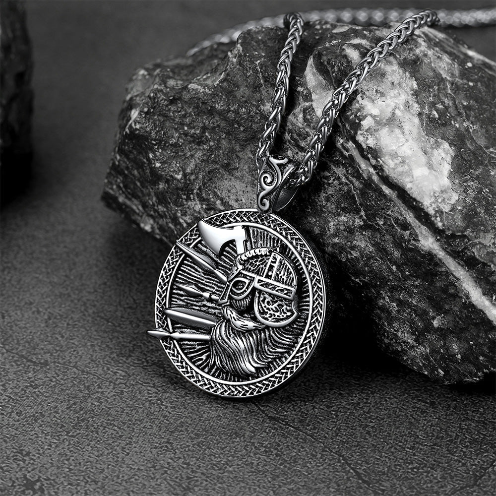Norse Viking Odin Warrior Pendant Necklace for Men