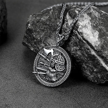 Norse Viking Odin Warrior Pendant Necklace for Men