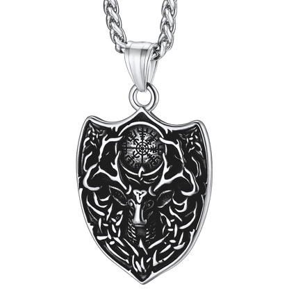 Norse Viking Compass Deer Necklace For Men