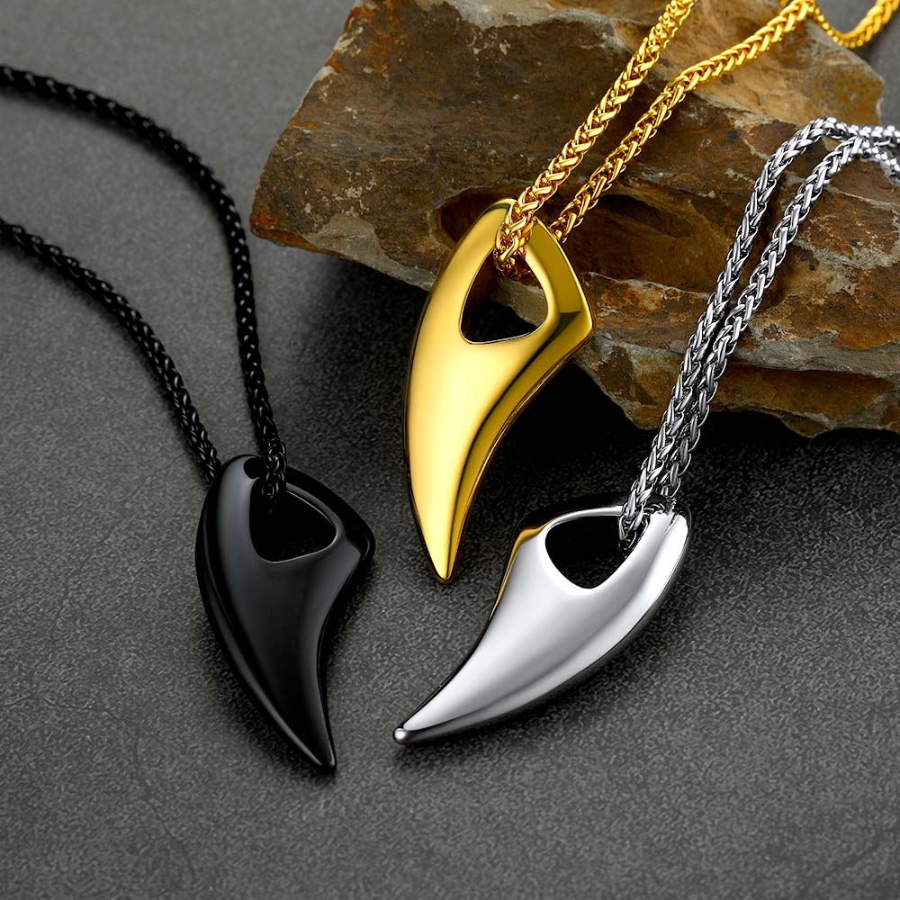 Norse Viking Wolf Tooth Spear Pendant Necklace for Men