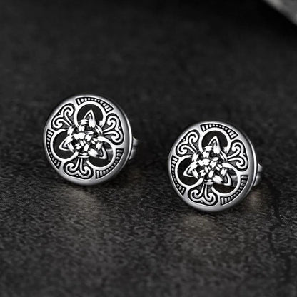 Round Irish Celtic Knot Stud Earrings For Men