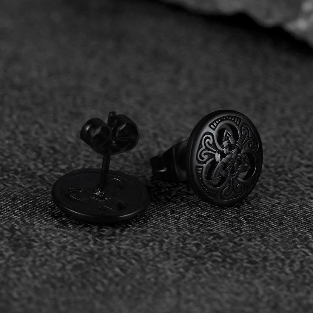 Round Irish Celtic Knot Stud Earrings For Men