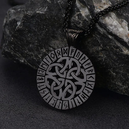 Irish Celtic Knot Necklace with Viking Runes For Men