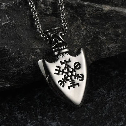 Viking Gungnir Pendant Necklace With Valknut & Compass for Men