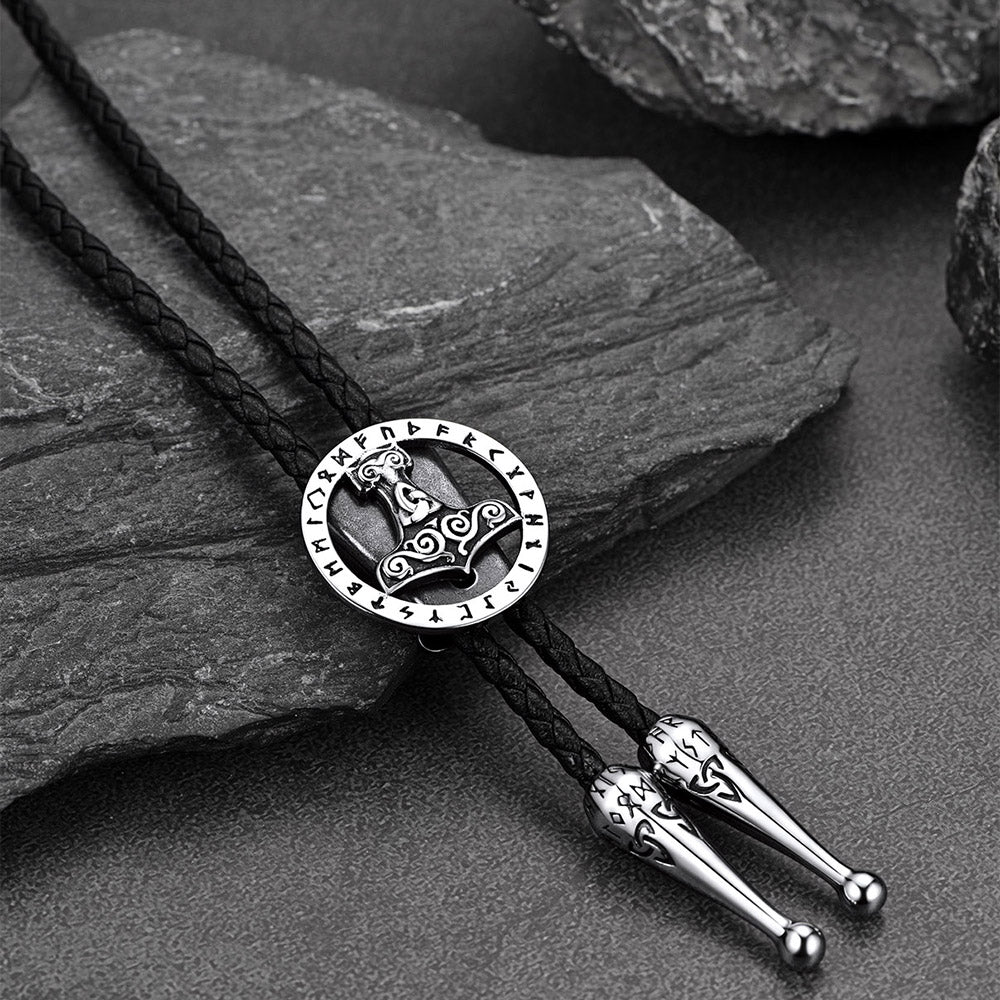 Viking Thor's Hammer Bolo Tie for Men Women