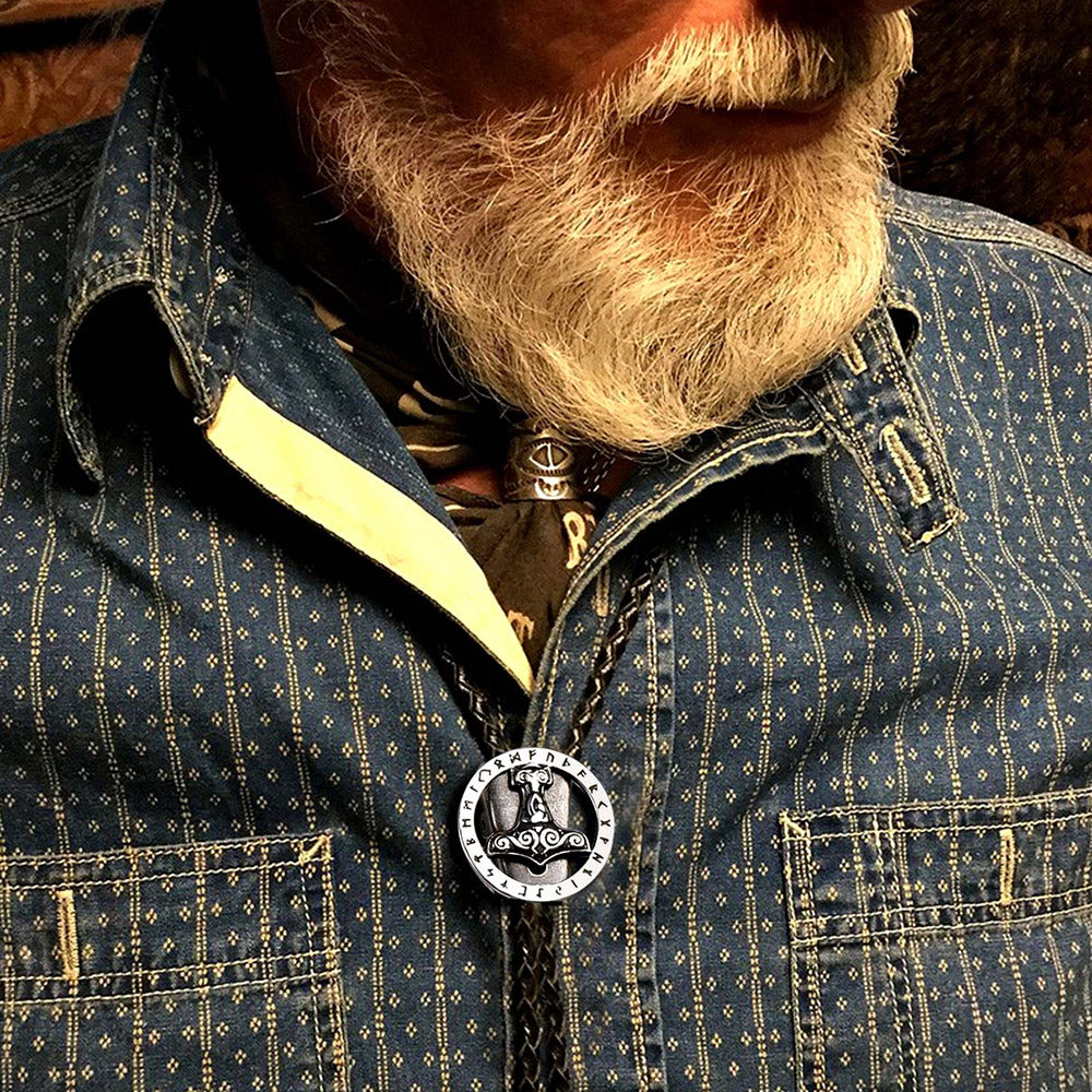 Viking Thor's Hammer Bolo Tie for Men Women