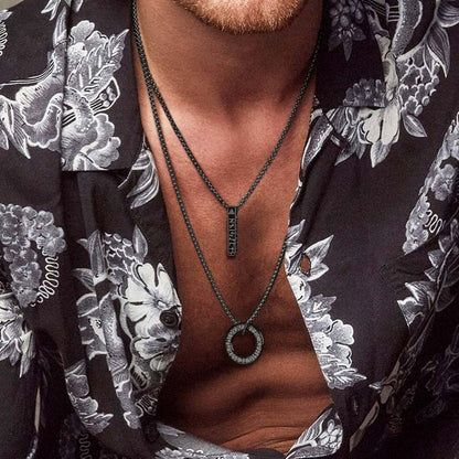 Norse Viking Rune Circle Chain Necklace for Men Women