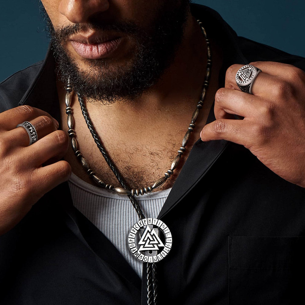 Viking Valknut Bolo Tie for Men Women