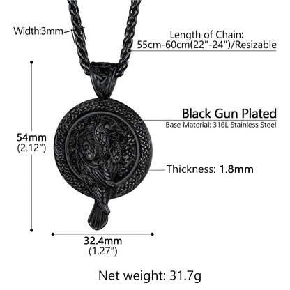 Viking Odin's Raven Pendant Necklace for Men